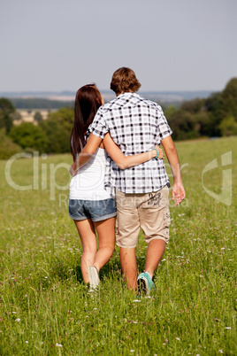 young love couple smiling outdoor in summer