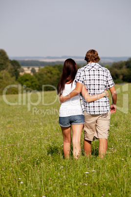 young love couple smiling outdoor in summer