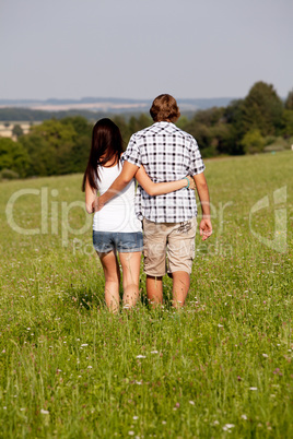 young love couple smiling outdoor in summer