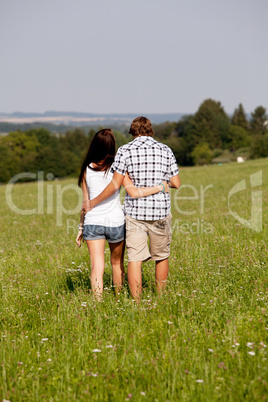 young love couple smiling outdoor in summer