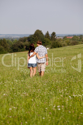 young love couple smiling outdoor in summer