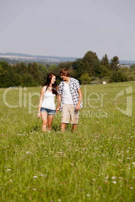 young love couple smiling outdoor in summer