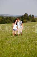 young love couple smiling outdoor in summer