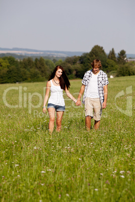 young love couple smiling outdoor in summer