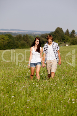 young love couple smiling outdoor in summer