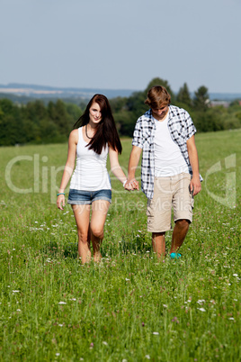 young love couple smiling outdoor in summer