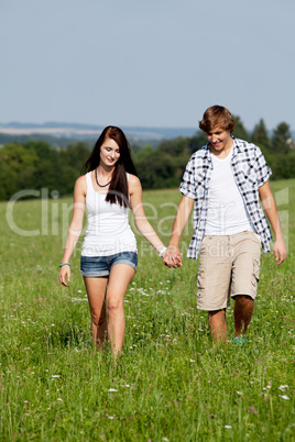 young love couple smiling outdoor in summer