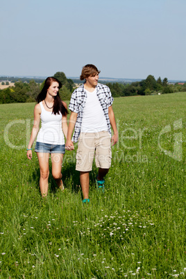 young love couple smiling outdoor in summer