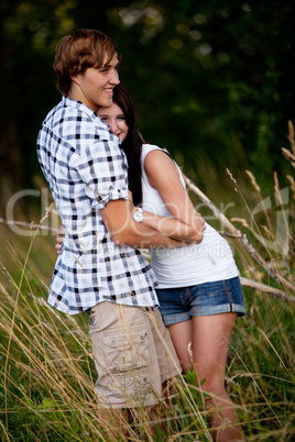 young love couple smiling outdoor in summer