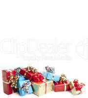 colorfull gift present with shiny ribbons isolated