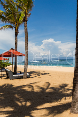 Beach umbrellas on a beautiful beach in Bali