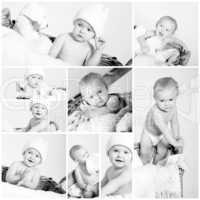 cute little baby monochrome collage