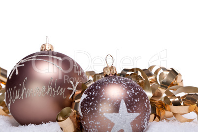 elegant bronze golden christmas decoration isolated