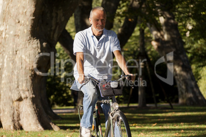 Senior Man Riding Bicycle