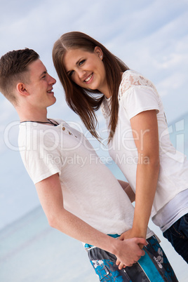 attractive young couple in love having fun in summer holidays