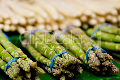 fresh seasonal asparagus on market