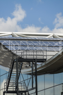 Photovoltaic solar panels on a roof