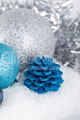 festive glitter christmas decoration silver blue