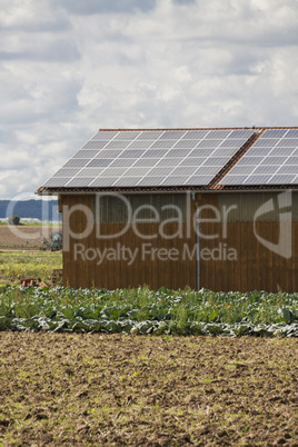 Photovoltaic solar panels on a roof