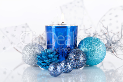 festive glitter christmas decoration silver blue