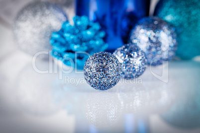 festive glitter christmas decoration silver blue