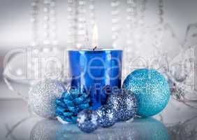 festive glitter christmas decoration silver blue