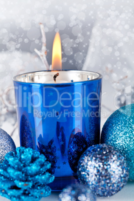 festive glitter christmas decoration silver blue