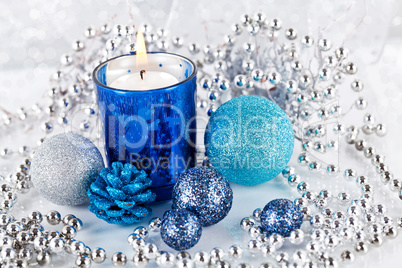 festive glitter christmas decoration silver blue