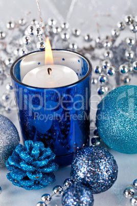 festive glitter christmas decoration silver blue