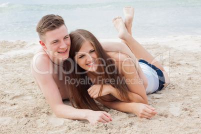 young happy couple in summer holiday vacation summertime