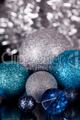 festive glitter christmas decoration silver blue