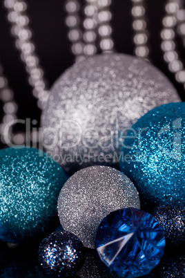 festive glitter christmas decoration silver blue