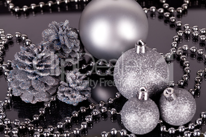 christmas decoration in silver on black