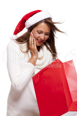 Happy vivacious Christmas shopper