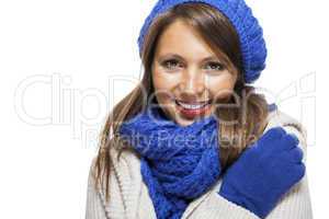 Close up Smiling Woman in Winter Outfit