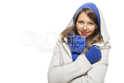 Close up Smiling Woman in Winter Outfit