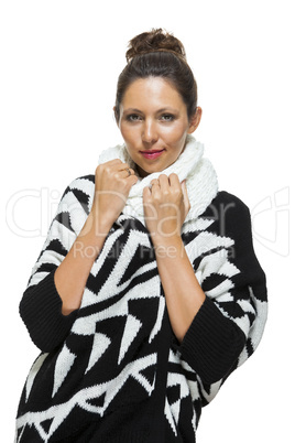 Attractive elegant woman in winter fashion