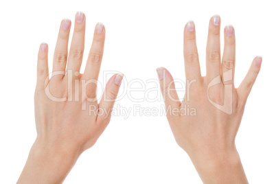 Sensual female hands isolated on white