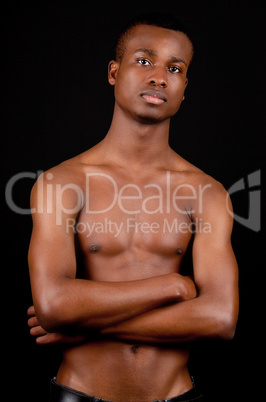 young african man with dark skin looking