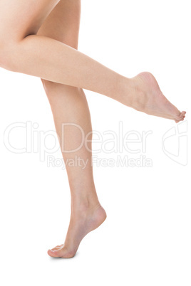 Elegant long bare female legs