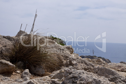 beautiful landscape panorama with mountain and mediterranean sea