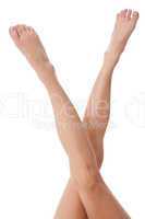Elegant long bare female legs