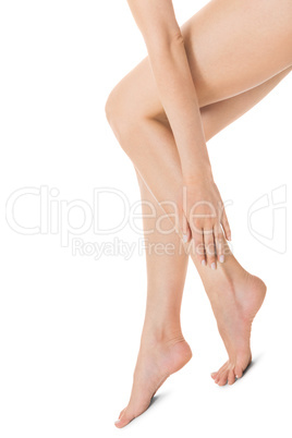 Elegant long bare female legs