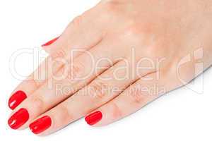 Woman with beautiful manicured red fingernails