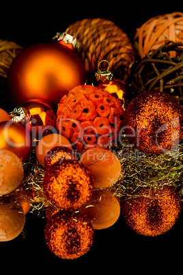 christmas decoration in orange on black