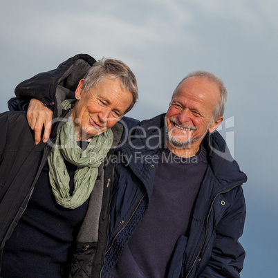 happy senior couple elderly people together outdoor