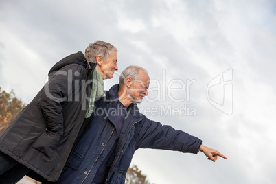 happy senior couple elderly people together outdoor