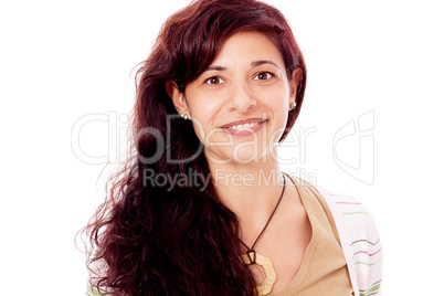 brunette woman is smiling portrait isolated