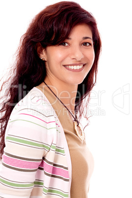 smiling brunette adult woman isolated