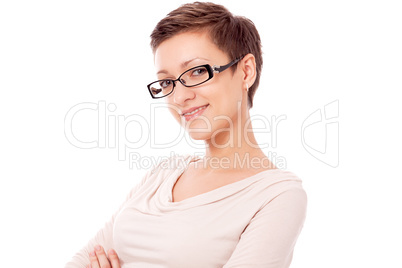 young attractive woman with glasses portrait isolated